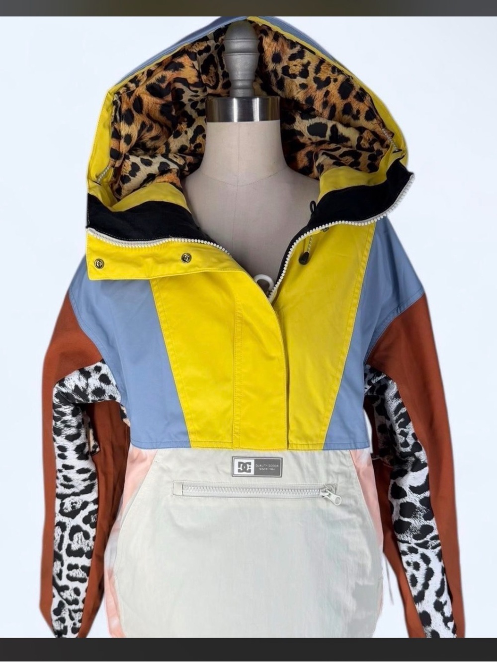 DC Multi-Color Ski Jacket with Leopard Hood Lining